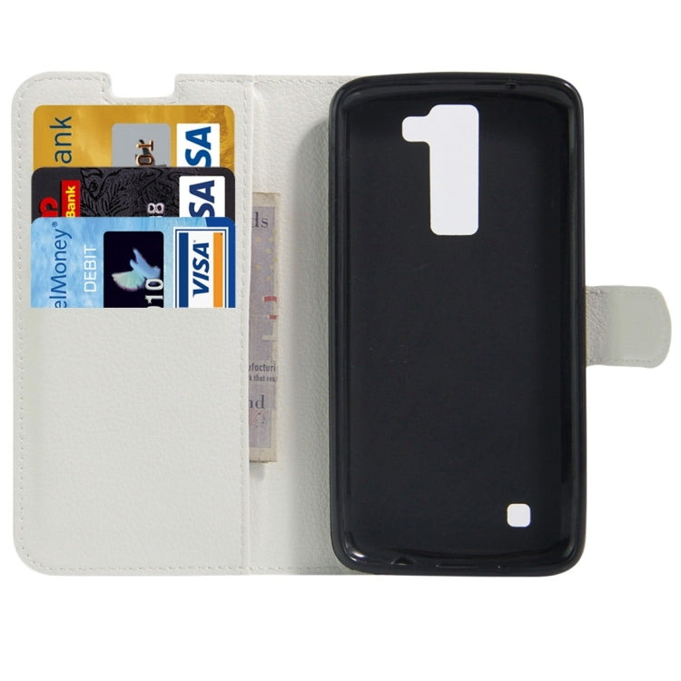 For LG K8 Litchi Texture Horizontal Flip Leather Case with Holder & Card Slots & Wallet