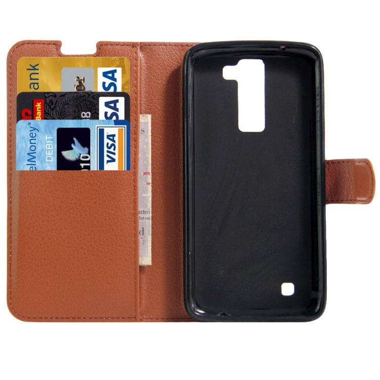 For LG K8 Litchi Texture Horizontal Flip Leather Case with Holder & Card Slots & Wallet
