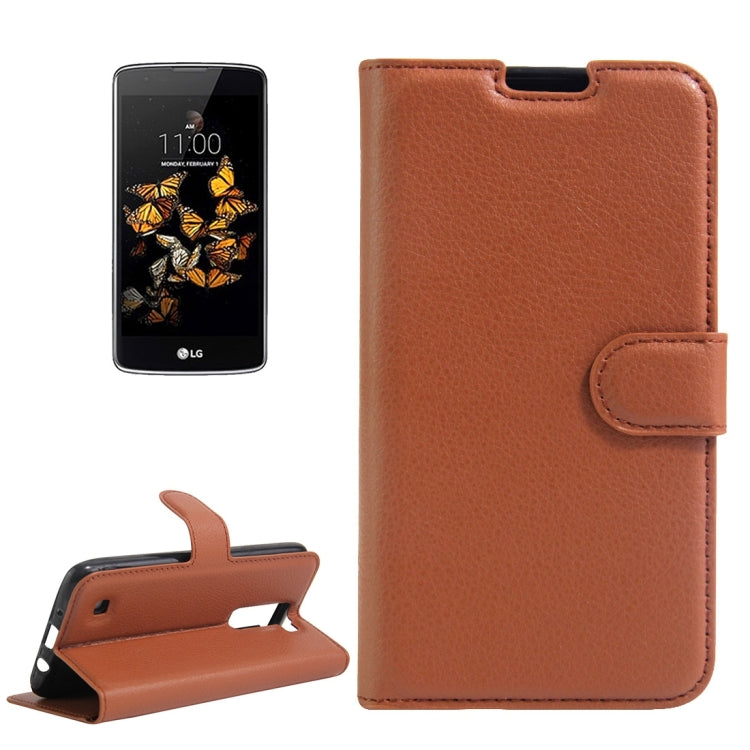 For LG K8 Litchi Texture Horizontal Flip Leather Case with Holder & Card Slots & Wallet