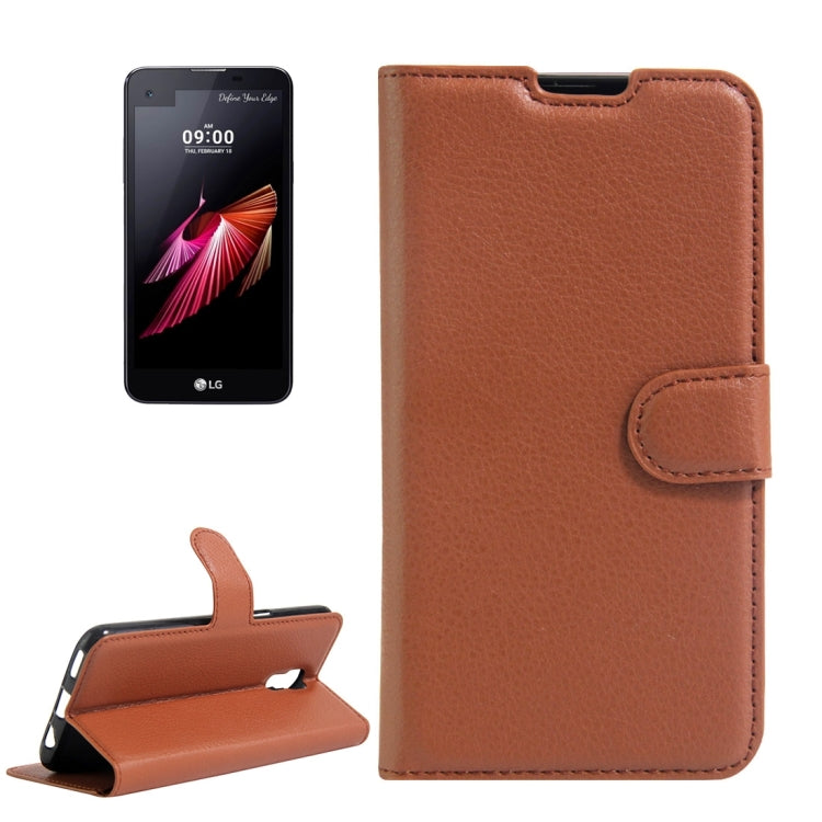 For LG X Screen Litchi Texture Horizontal Flip Leather Case with Holder & Card Slots & Wallet