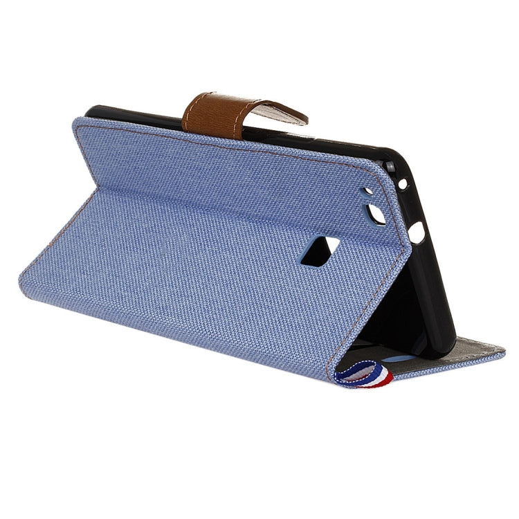 For Huawei P9 Lite Denim Texture Horizontal Flip Leather Case with Holder & Card Slots