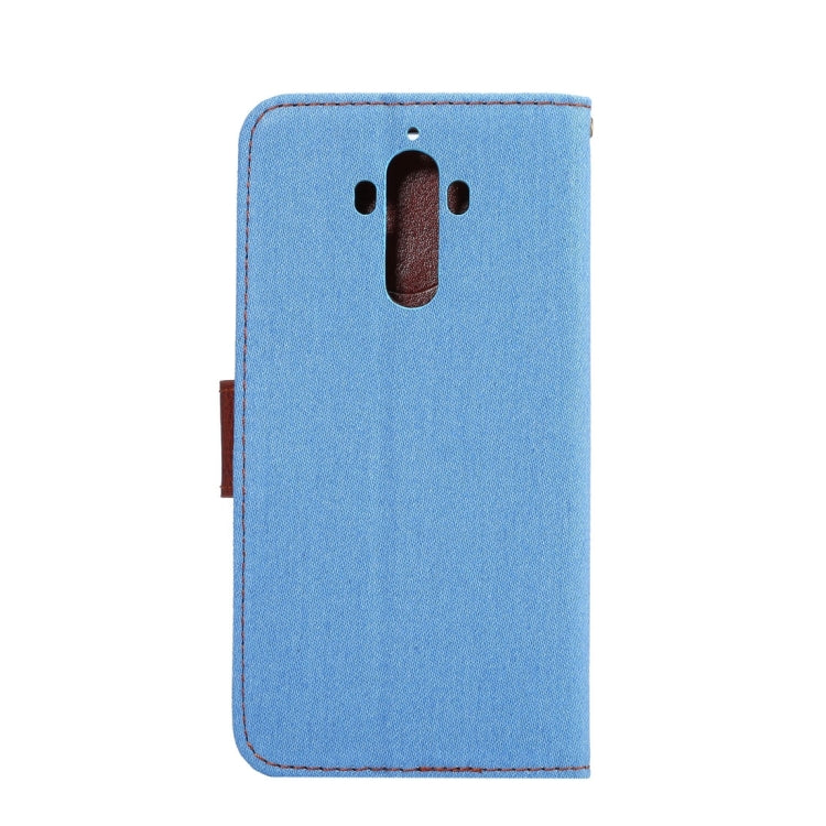 For Huawei Mate 9 Denim Texture Horizontal Flip Leather Case with Holder & Card Slots (Blue)