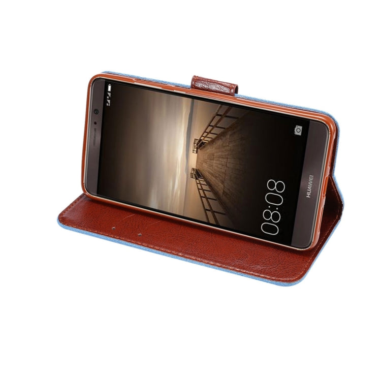 For Huawei Mate 9 Denim Texture Horizontal Flip Leather Case with Holder & Card Slots (Blue)