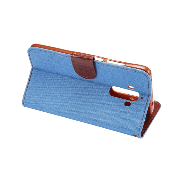 For Huawei Mate 9 Denim Texture Horizontal Flip Leather Case with Holder & Card Slots (Blue)