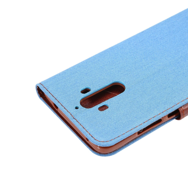 For Huawei Mate 9 Denim Texture Horizontal Flip Leather Case with Holder & Card Slots (Blue)