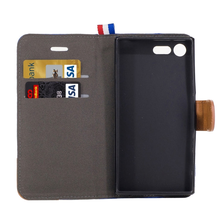 For Sony Xperia X Compact Denim Texture Horizontal Flip Leather Case with Holder & Card Slots