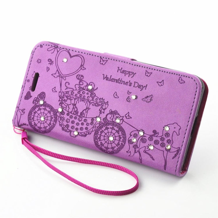 For Microsoft Lumia 550 Pressed Flower Butterfly Carriage Pattern Diamond Encrusted Horizontal Flip Leather Case with Holder & Card Slots & Wallet & Photo Frame & Lanyard