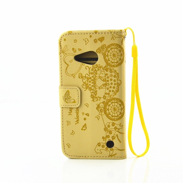 For Microsoft Lumia 550 Pressed Flower Butterfly Carriage Pattern Diamond Encrusted Horizontal Flip Leather Case with Holder & Card Slots & Wallet & Photo Frame & Lanyard