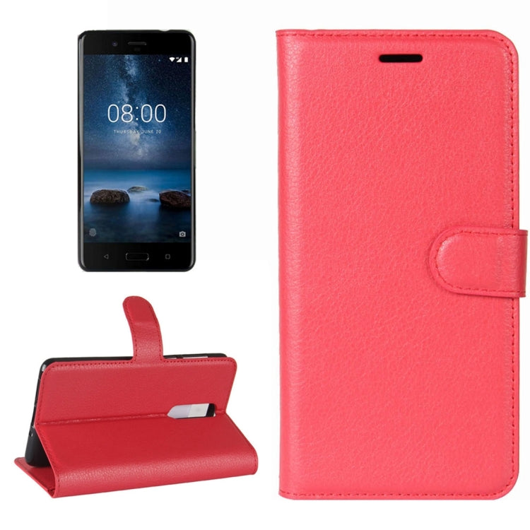 Nokia 8 Litchi Texture Horizontal Flip Leather Case with Holder & Card Slots & Wallet