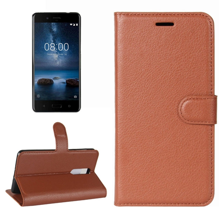 Nokia 8 Litchi Texture Horizontal Flip Leather Case with Holder & Card Slots & Wallet