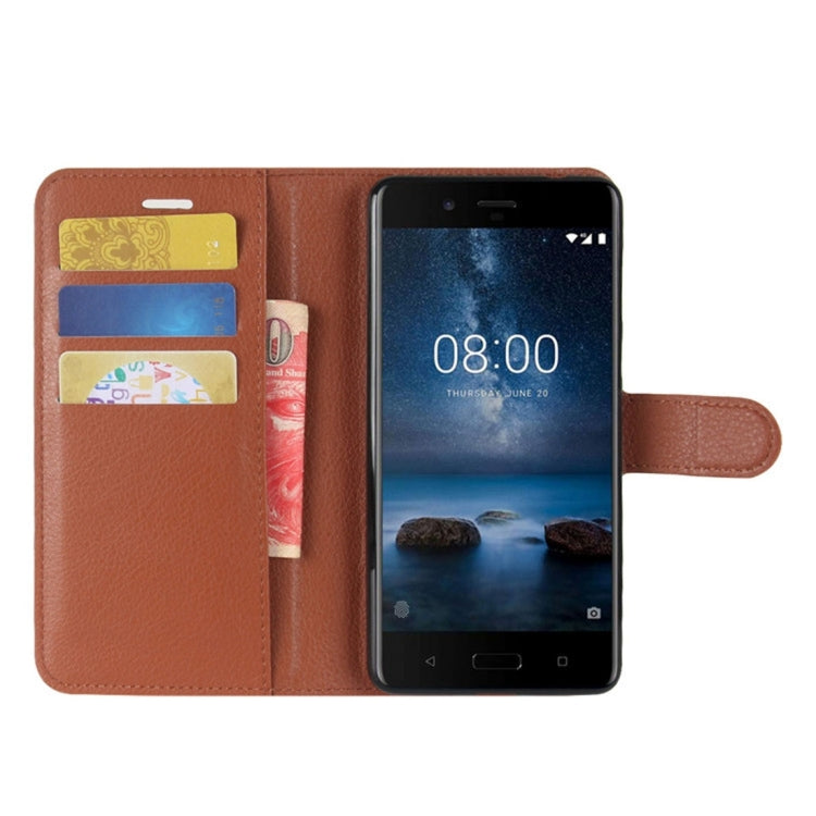 Nokia 8 Litchi Texture Horizontal Flip Leather Case with Holder & Card Slots & Wallet