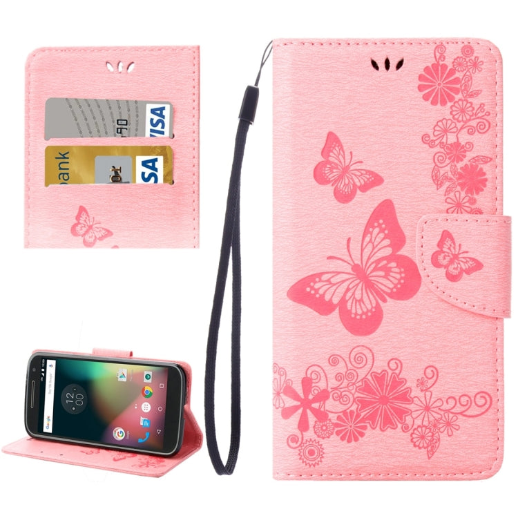 For Motorola Moto G (4rd gen) Plus Pressed Flowers Butterfly Pattern Leather Case with Holder & Card Slots & Wallet