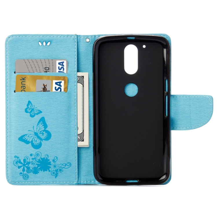 For Motorola Moto G (4rd gen) Plus Pressed Flowers Butterfly Pattern Leather Case with Holder & Card Slots & Wallet