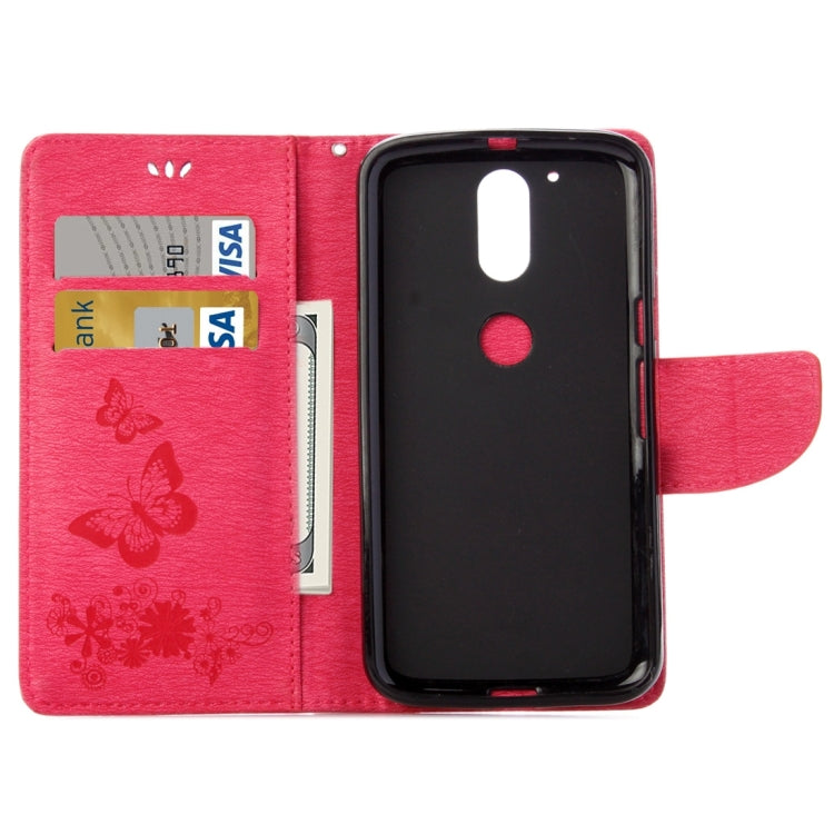 For Motorola Moto G (4rd gen) Plus Pressed Flowers Butterfly Pattern Leather Case with Holder & Card Slots & Wallet