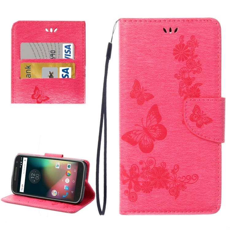 For Motorola Moto G (4rd gen) Plus Pressed Flowers Butterfly Pattern Leather Case with Holder & Card Slots & Wallet