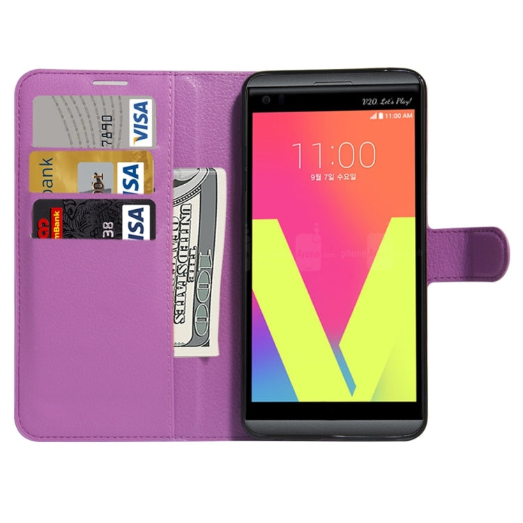 For LG V20 Litchi Texture Horizontal Flip Leather Case with Holder & Card Slots & Wallet
