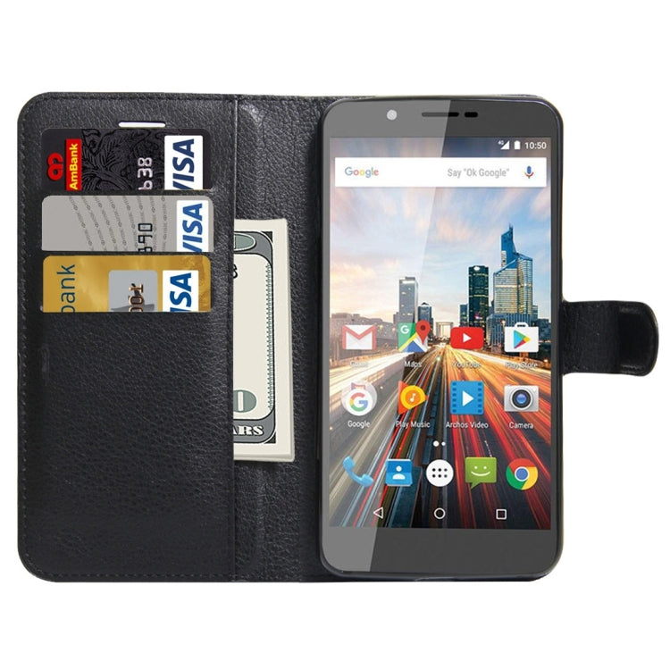 For ARCHOS 55 Helium Ultra Litchi Texture Horizontal Flip Leather Case with Holder & Card Slots & Wallet