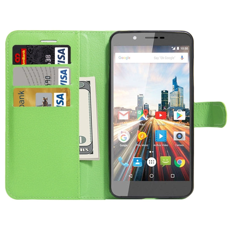 For ARCHOS 55 Helium Ultra Litchi Texture Horizontal Flip Leather Case with Holder & Card Slots & Wallet