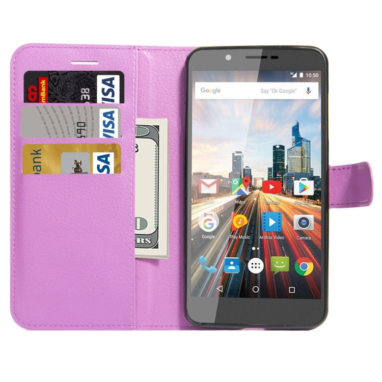 For ARCHOS 55 Helium Ultra Litchi Texture Horizontal Flip Leather Case with Holder & Card Slots & Wallet