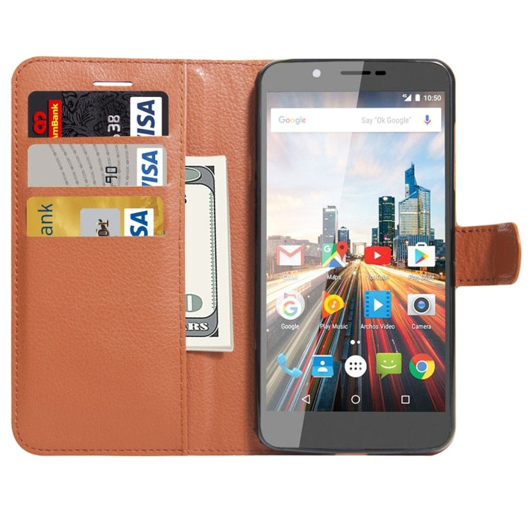For ARCHOS 55 Helium Ultra Litchi Texture Horizontal Flip Leather Case with Holder & Card Slots & Wallet