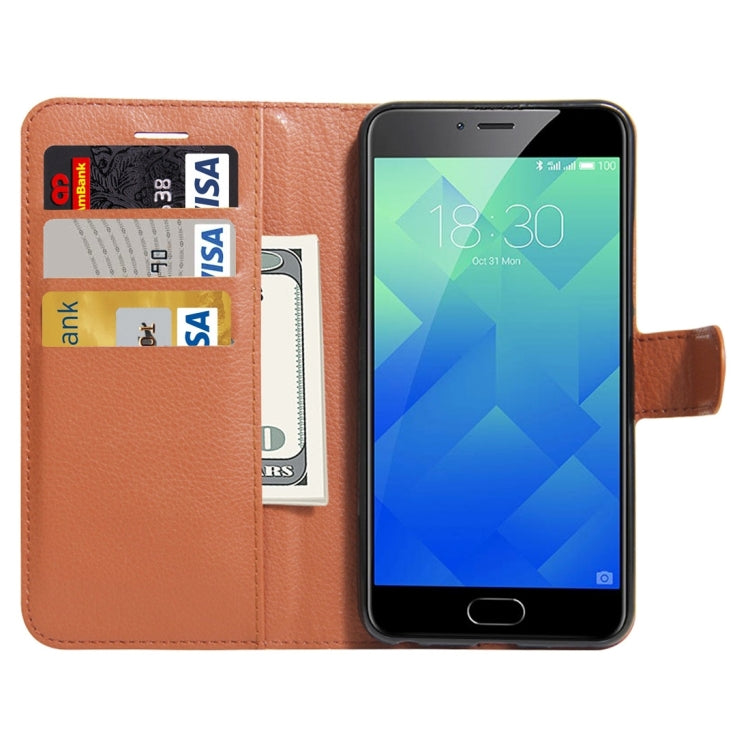 For Meizu M5 / Meilan 5 Litchi Texture Horizontal Flip Leather Case with Holder & Card Slots & Wallet