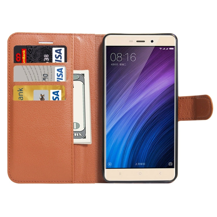For Xiaomi Redmi 4 Litchi Texture Horizontal Flip Leather Case with Holder & Card Slots & Wallet
