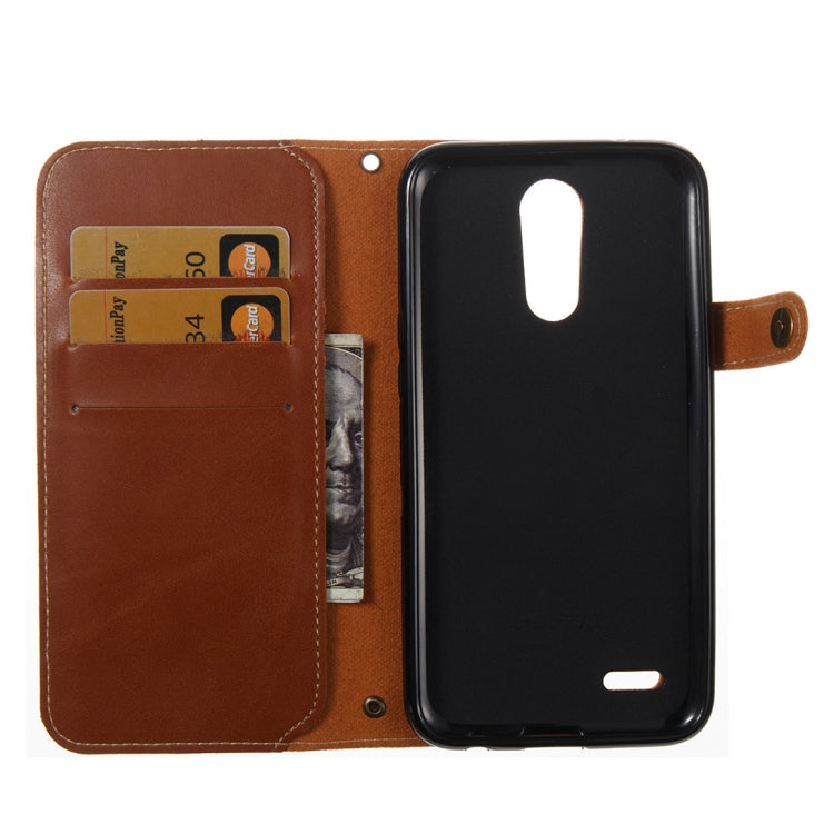 For LG K10 2017 (EU Version) Retro Crazy Horse Texture Horizontal Flip PU Leather Case with Card Slots & Wallet & Hand Strap