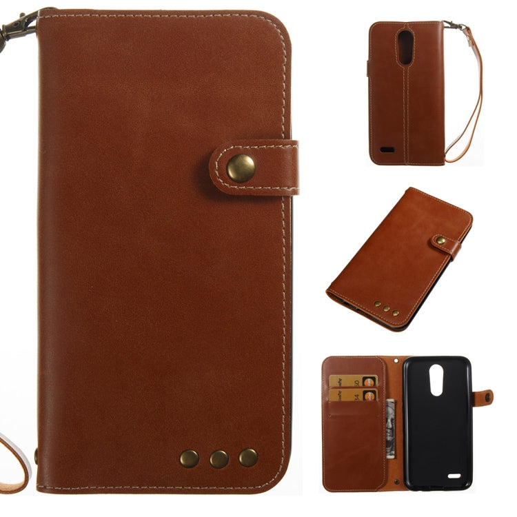 For LG K10 2017 (EU Version) Retro Crazy Horse Texture Horizontal Flip PU Leather Case with Card Slots & Wallet & Hand Strap