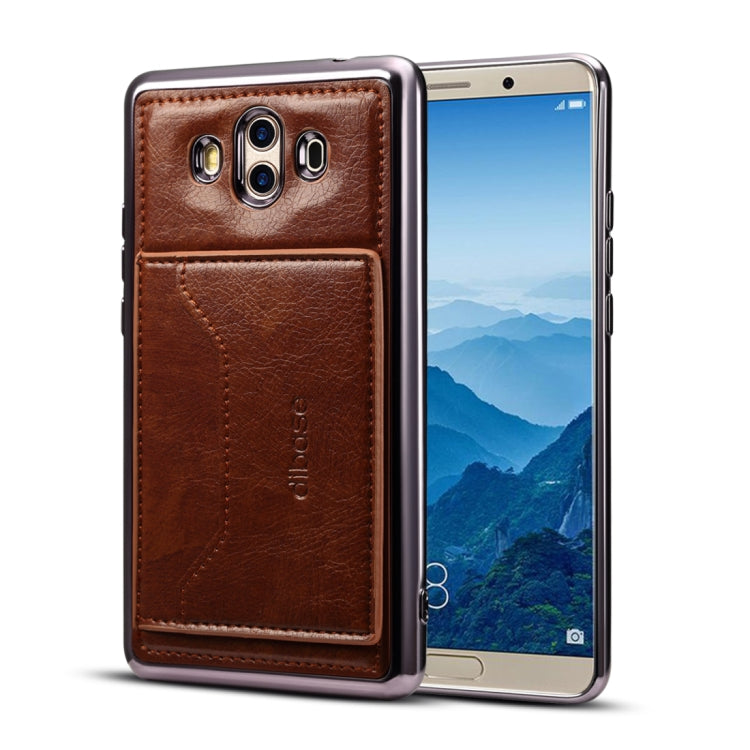 Dibase for Huawei Mate 10 Electroplating TPU Leather Texture Protective Leather Case with Holder & Card Slots & Lanyard