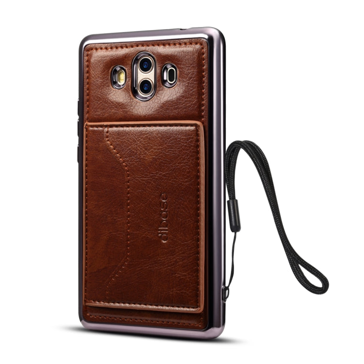 Dibase for Huawei Mate 10 Electroplating TPU Leather Texture Protective Leather Case with Holder & Card Slots & Lanyard