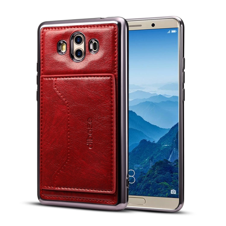Dibase for Huawei Mate 10 Electroplating TPU Leather Texture Protective Leather Case with Holder & Card Slots & Lanyard