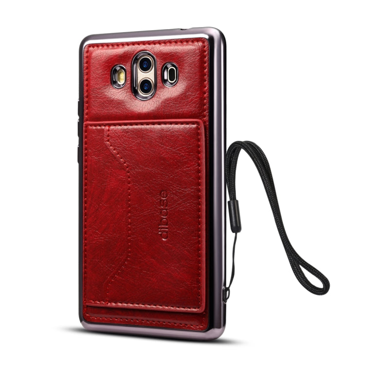 Dibase for Huawei Mate 10 Electroplating TPU Leather Texture Protective Leather Case with Holder & Card Slots & Lanyard