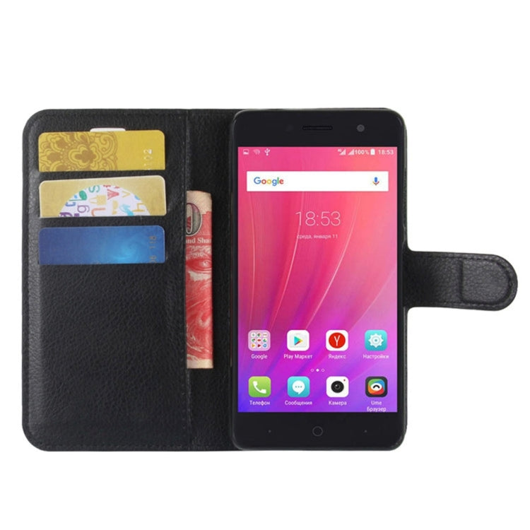For ZTE Blade A521 Litchi Texture Horizontal Flip Leather Case with Holder & Card Slots & Wallet