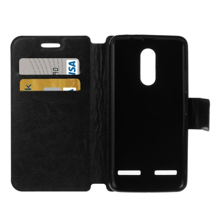 For Lenovo K6 Crazy Horse Texture Horizontal Flip Leather Case with Holder & Card Slots