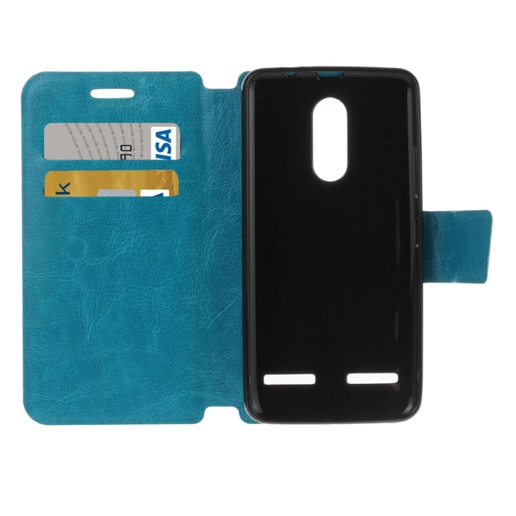 For Lenovo K6 Crazy Horse Texture Horizontal Flip Leather Case with Holder & Card Slots