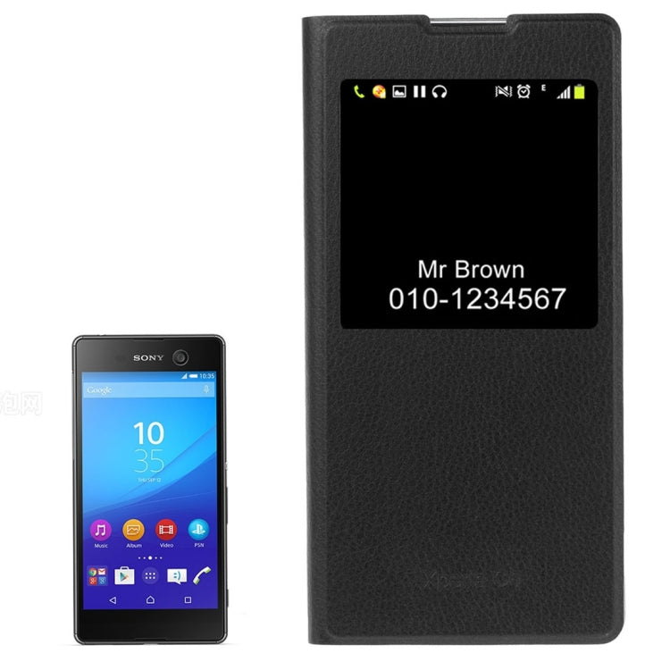 For Sony Xperia C6 Litchi Texture Horizontal Flip Leather Case with Call Display ID