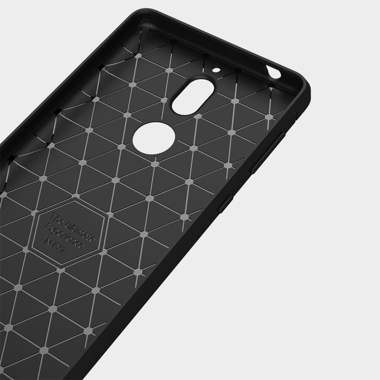For Nokia 7 Brushed Carbon Fiber Texture TPU Shockproof Anti-slip Soft Protective Back Cover Case