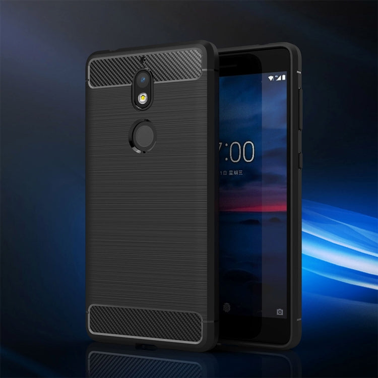 For Nokia 7 Brushed Carbon Fiber Texture TPU Shockproof Anti-slip Soft Protective Back Cover Case