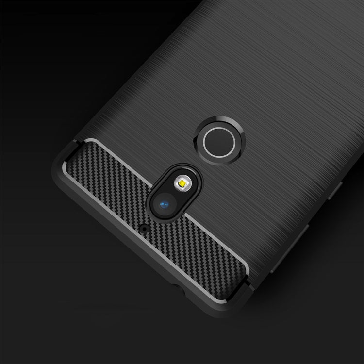 For Nokia 7 Brushed Carbon Fiber Texture TPU Shockproof Anti-slip Soft Protective Back Cover Case