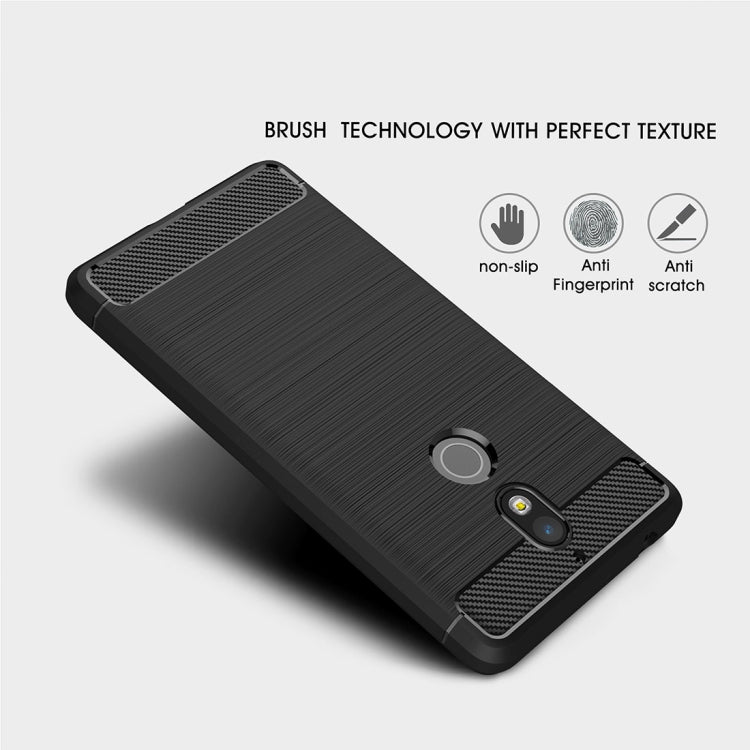 For Nokia 7 Brushed Carbon Fiber Texture TPU Shockproof Anti-slip Soft Protective Back Cover Case