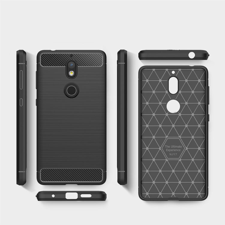 For Nokia 7 Brushed Carbon Fiber Texture TPU Shockproof Anti-slip Soft Protective Back Cover Case