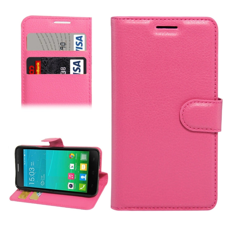 For Alcatel One Touch Idol X+ / 6043D Litchi Texture Horizontal Flip Leather Case with Holder & Card Slots & Wallet