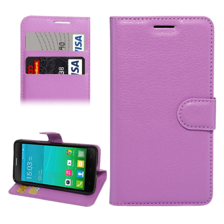 For Alcatel One Touch Idol X+ / 6043D Litchi Texture Horizontal Flip Leather Case with Holder & Card Slots & Wallet
