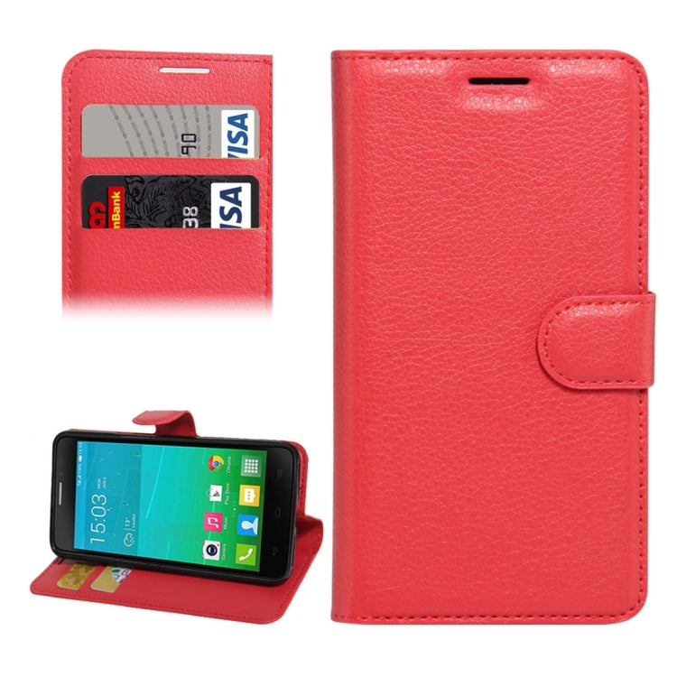 For Alcatel One Touch Idol X+ / 6043D Litchi Texture Horizontal Flip Leather Case with Holder & Card Slots & Wallet
