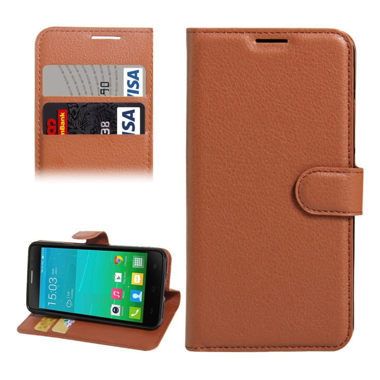 For Alcatel One Touch Idol X+ / 6043D Litchi Texture Horizontal Flip Leather Case with Holder & Card Slots & Wallet