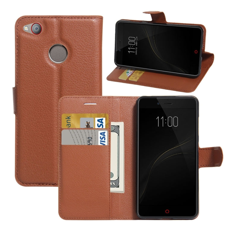 For ZTE Nubia Z11 MiniS Litchi Texture Horizontal Flip Leather Case with Holder & Card Slots & Wallet