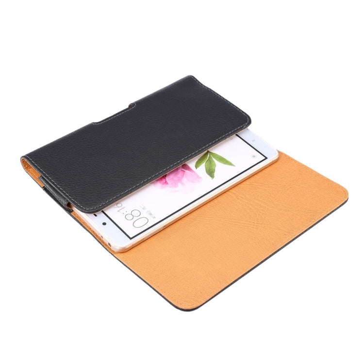 Universal Litchi Texture Vertical Flip PU Leather Case / Waist Bag for Xiaomi and 6.4 Inch Smart Phone (Black)