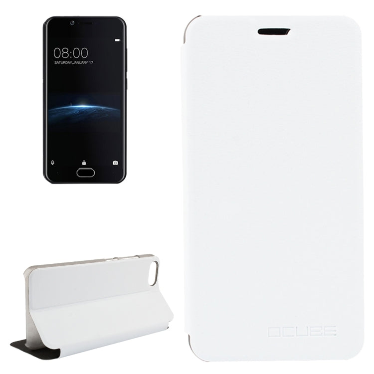 OCUBE for Doogee Shoot 2 Spring Texture Horizontal Flip Leather Case with Holder(White)