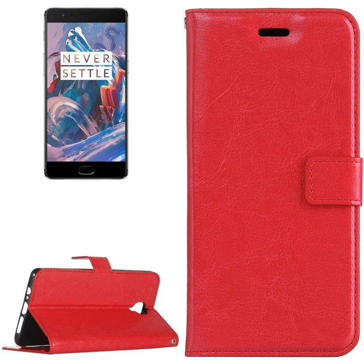 For OnePlus 3 Crazy Horse Texture Horizontal Flip PU Leather Case with Holder & Card Slots & Wallet