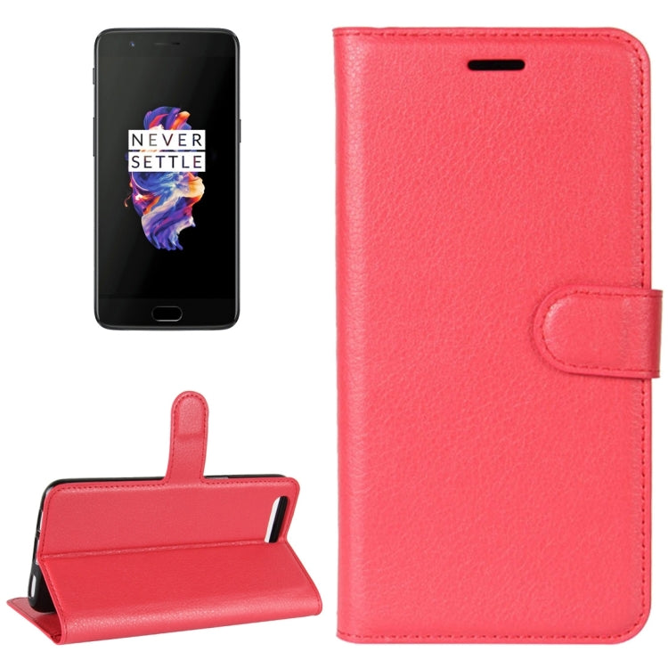 For OnePlus 5 Litchi Texture Horizontal Flip Leather Case with Holder & Card Slots & Wallet